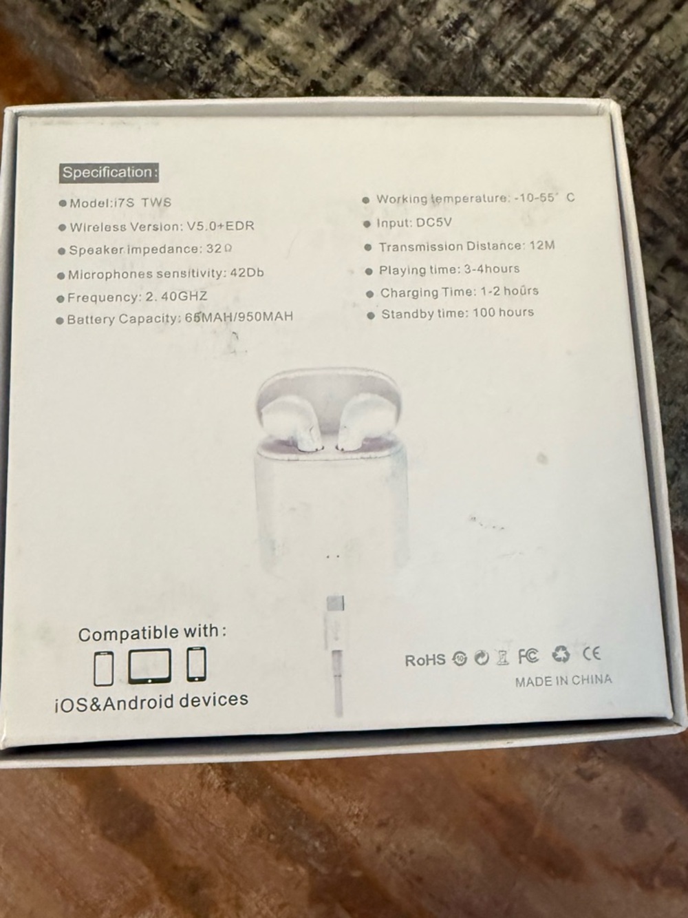 Model:i7S TWS Earbuds. Compatible with :
iOS&Android devices - Picture 4 of 6